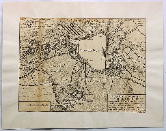 BASIRE, J., A New Plan of the Town of Bois le Duc and Its Fortifications., antique map, old maps
