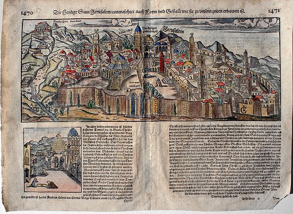 Münster, S., Die Heylige Statt Jerusalem., antique map, old maps