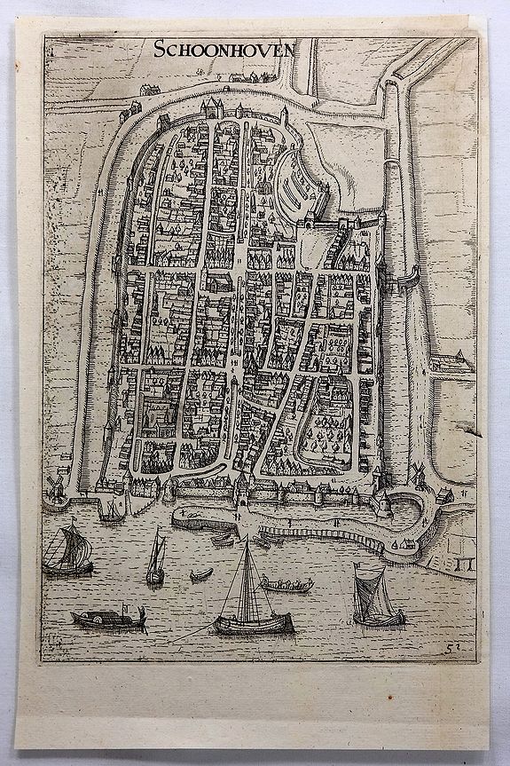 GUICCIARDINI, L., Schoonhoven., antique map, old maps