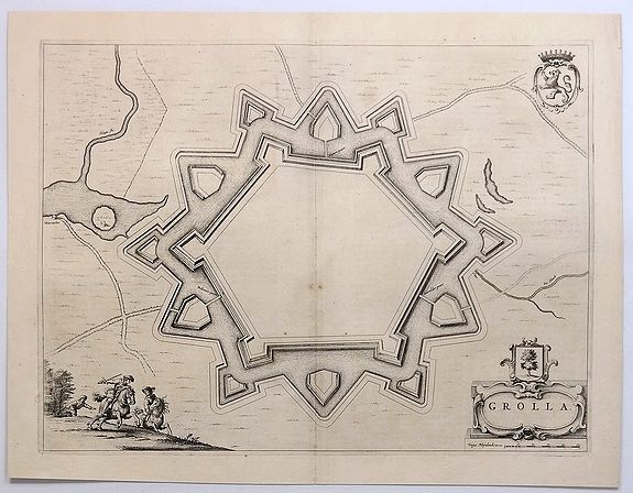 BLAEU, W., Grolla., antique map, old maps