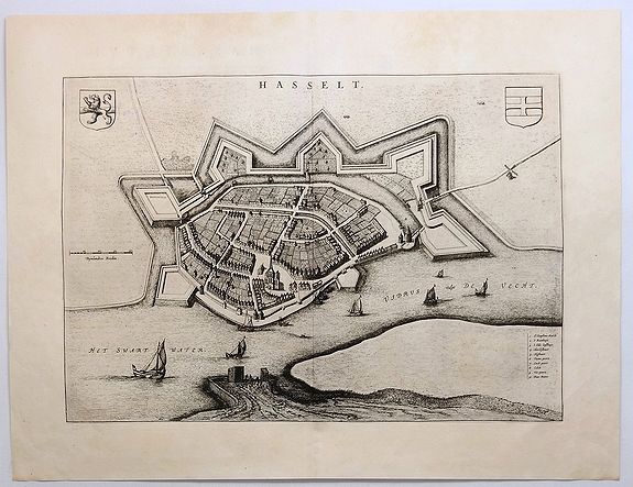 BLAEU, W., HASSELT. , antique map, old maps