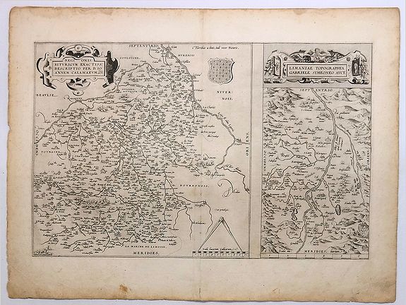 ORTELIUS, A., Regionis Biturigum Exactiss / Limaniae Topographia Gabriele., antique map, old maps