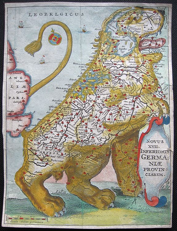 STRADA, F., LEO BELGICUS., antique map, old maps