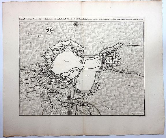 COVENS & MORTIER., Plan de la Ville et Citadelle D’Arras., antique map, old maps