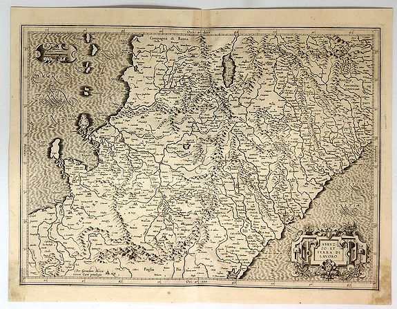 MERCATOR / HONDIUS., Abruzzo et Terra de Lavoro., antique map, old maps