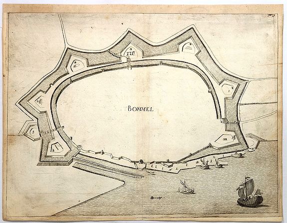 MERIAN, M., Bommel., antique map, old maps