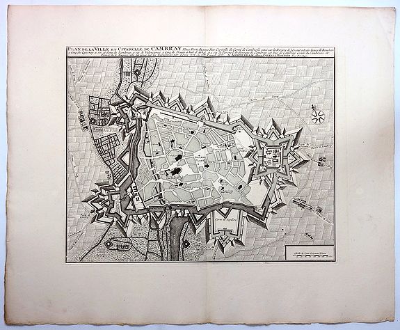 COVENS & MORTIER., Plan de la Ville et Citadelle de Cambray., antique map, old maps