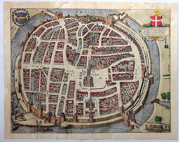 BRAUN, G / HOGENBERG, F., Swol - Swolla Diu Celebris Meruit Virtutibus Armaquae Populum Fortem Nobilitare Solent…, antique map, old maps