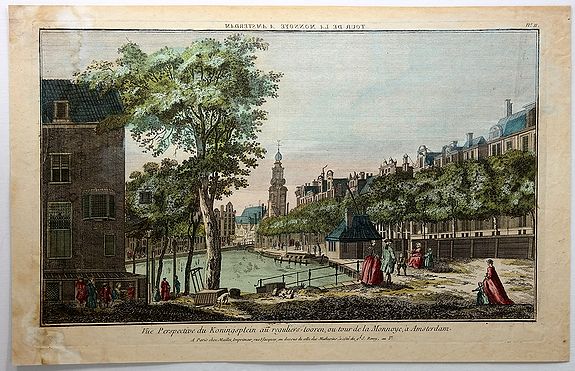 MAILLET, Vue Perspective du Koningsplein au Reguliers Touring, ou Tour de la Monnoye, a Amsterdam. , antique map, old maps