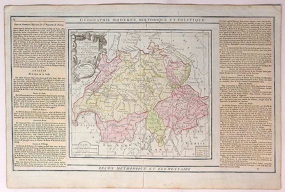 BRION DE LA TOUR / DESNOS., La Suisse Divisee en Toutes ses Cantons. , antique map, old maps