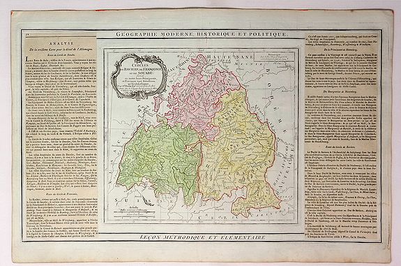 BRION DE LA TOUR / DESNOS., Cercles de Baviere de Franconie et de Souabe… , antique map, old maps