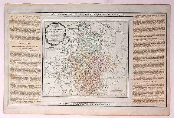 BRION DE LA TOUR / DESNOS., Cercles de Westphalie Haut et Bas Rhin Divises en Toutes Leurs Principautes et Provinces…, antique map, old maps