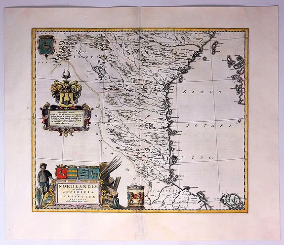 BLAEU, J., Norlandiae et Quibies Gestricia et Helsingicae Regiones., antique map, old maps