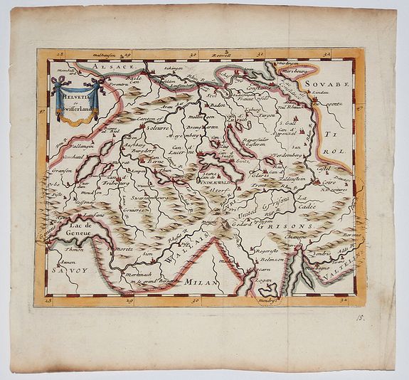 MOORE, Jonas, Helvetia (Switzerland) 1681, antique map, old maps