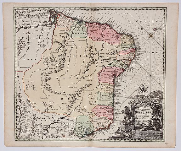 SEUTTER, Matthäus., Mappa Geographica Regni BRASILIAE IN AMERICA MERIDIONALI., antique map, old maps