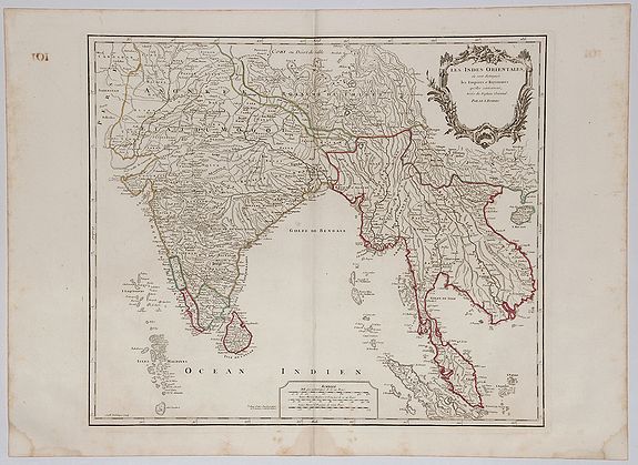 de Vaugondy, Robert., LES INDES ORIENTALES ou sont distinques les Empires et Royaumes qu'elles contiennent, tirees du Neptune Oriental., antique map, old maps