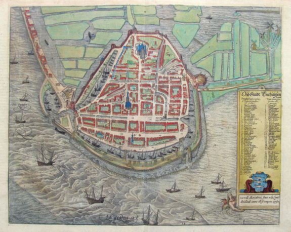 BRAUN,G. & HOGENBERG, F., Die Stadt Enchuysen., antique map, old maps