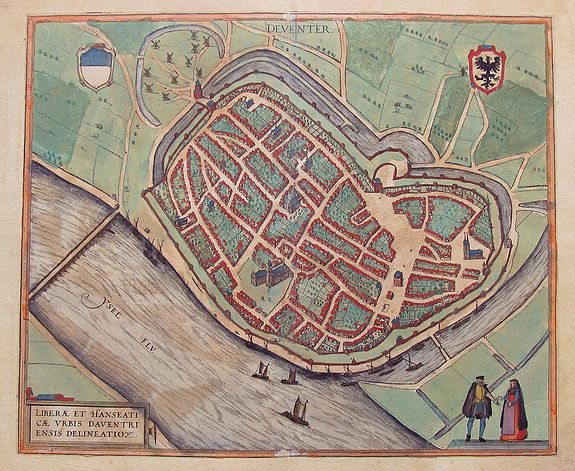 BRAUN,G. & HOGENBERG, F., Deventer., antique map, old maps