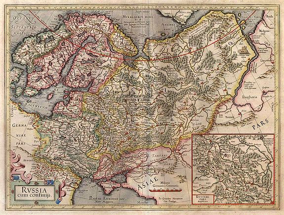 MERCATOR, G. , Russia cum confinijs., antique map, old maps