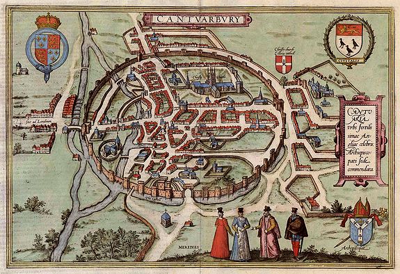 BRAUN, G. & HOGENBERG, F., Cantuarbury., antique map, old maps