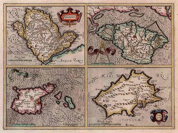 MERCATOR, G. , Anglesey., antique map, old maps