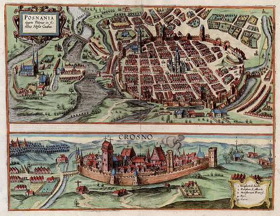 BRAUN, G. & HOGENBERG, F., Posnania elegans Poloniae in finibus Silesiae Civitatis - Crosno., antique map, old maps