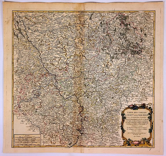 VAUGONDY, Robert., Carte des Cercles du Haut et du Bas Rhin…, antique map, old maps