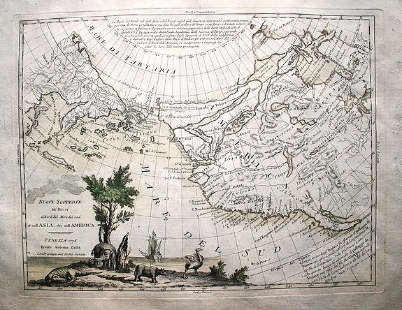 Zatta, A., Nuove Scoperte De'Russi al Nord del Mare del Sud si nell'Asia, che nell'America. , antique map, old maps