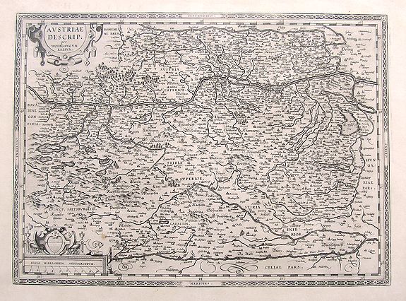 ORTELIUS, A., Austriae Descrip. per Wolfgangum Lazium., antique map, old maps