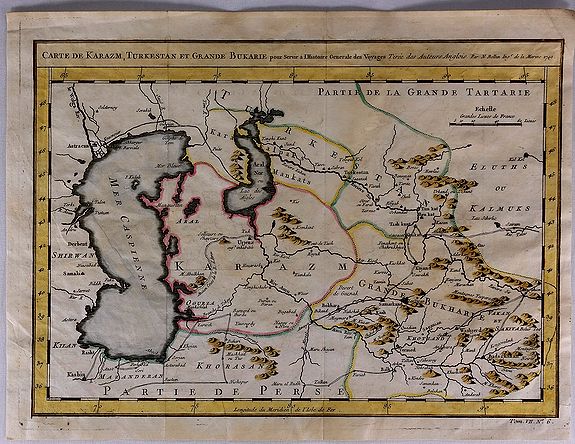 BELLIN, N., Carte de Karasm, Turkestan et Grand Bukarie…, antique map, old maps