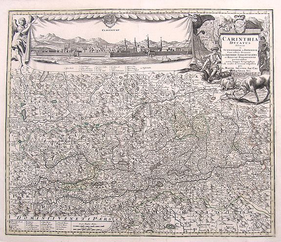 SEUTTER, M., Carinthia Ducatus..., antique map, old maps