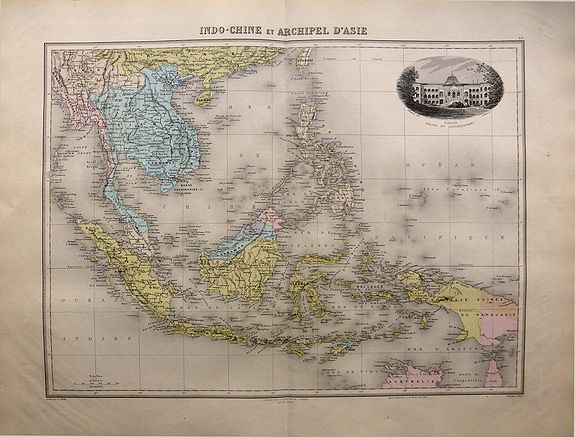 MIGEON, J., Indo-Chine et Archipel D’Asie., antique map, old maps