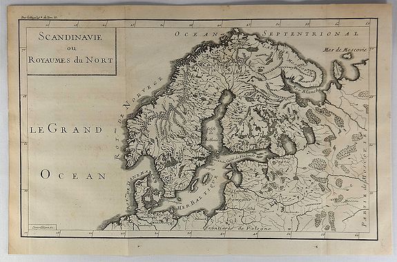 JENVILLIERS, Scandinavie ou Royaume du Nort., antique map, old maps