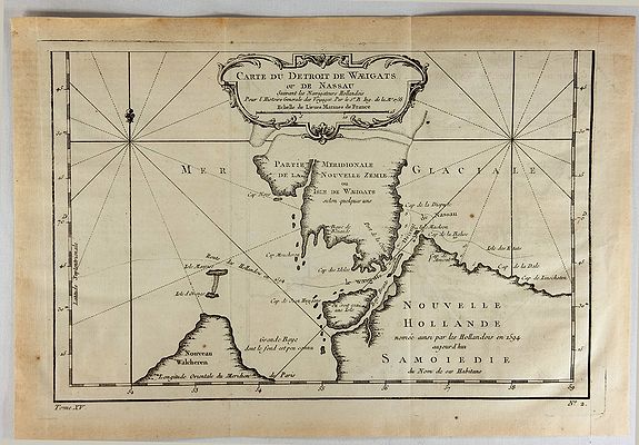 BONNE, R., Carte du Detroit de Waeigats ou de Nassau., antique map, old maps