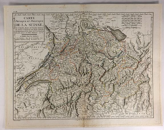 MENTELLE, E., Carte Physique et Politique de la Suisse., antique map, old maps