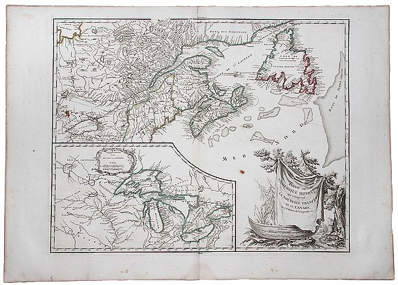 R. de Vaugondy, Partie de L'Amerique Septent. Qui comprend La Nouvelle France ou le Canada., antique map, old maps