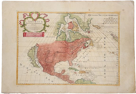 PETRINI, Paolo., America Settentrionale, 1700, antique map, old maps