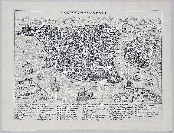 LAURO, Giacomo., CONSTANTINOPOLI, antique map, old maps