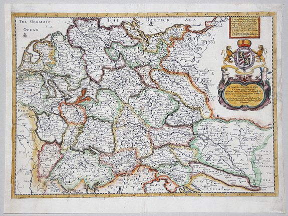 BLOOME, Richard., A GENERALL MAPP OF THE EMPIRE OF GERMANY with its severall Estates, 1669, antique map, old maps