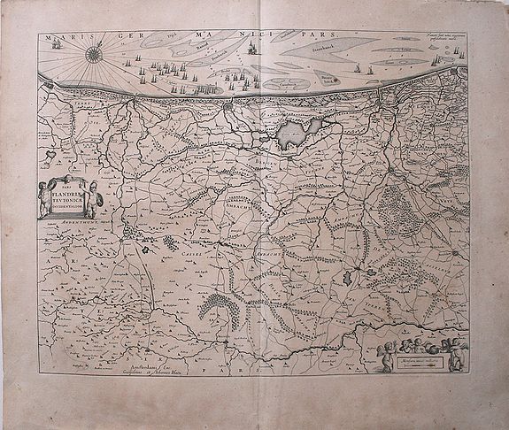 BLAEU, W., Pars Flandriae Teutonicae Occidentalior., antique map, old maps