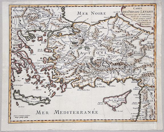 Del'Isle. Lucas, Paul., CARTE DES PAYS DU LEVANT., antique map, old maps