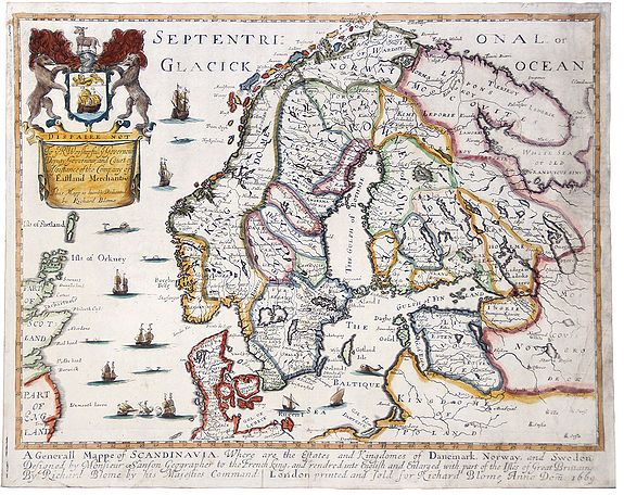 BLOME, Richard., A Generall Mappe of Scandinavia, 1669., antique map, old maps