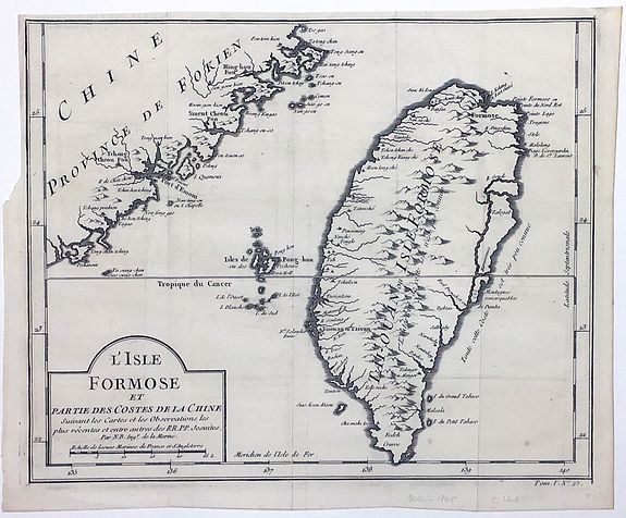 BELLIN, J.N., L'Isle Formose et Partie des Costes de la Chine., antique map, old maps