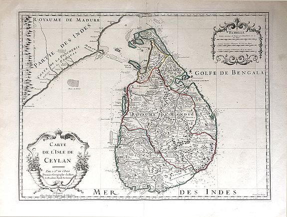 DE L'ISLE, G., Carte de l'Isle de Ceylan., antique map, old maps