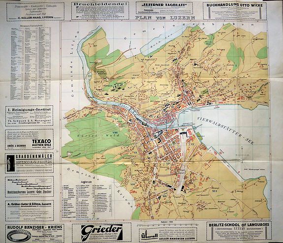 ANSTAT ARIGER & MULLER. , Plan Von Luzern. , antique map, old maps