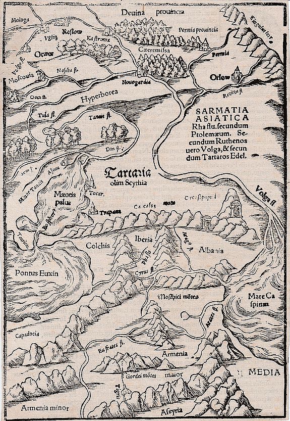 MÜNSTER, Sebastian, Sarmatia Asiatica (Russia) , antique map, old maps