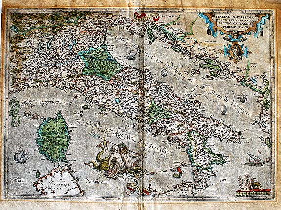 ORTELIUS, A., Italiae novissima descriptio., antique map, old maps