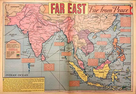 SUNDBERG, E. , Far East Far from Peace., antique map, old maps