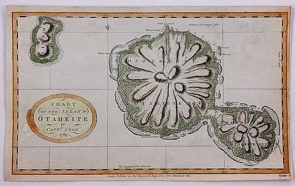 COOK, J., Chart of the Island Otaheite by Capt’n Cook., antique map, old maps