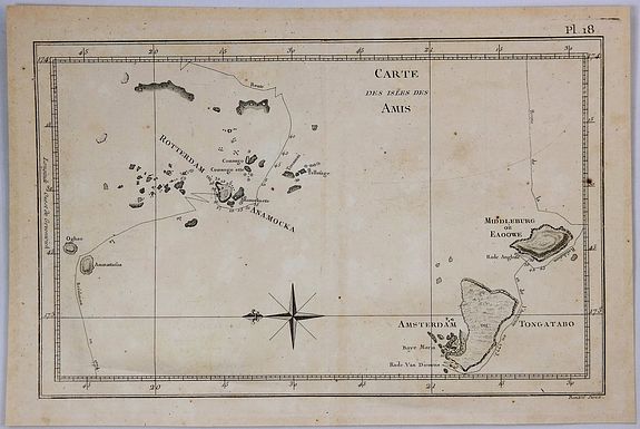 DIREX, B., Carte des Isles des Amis., antique map, old maps